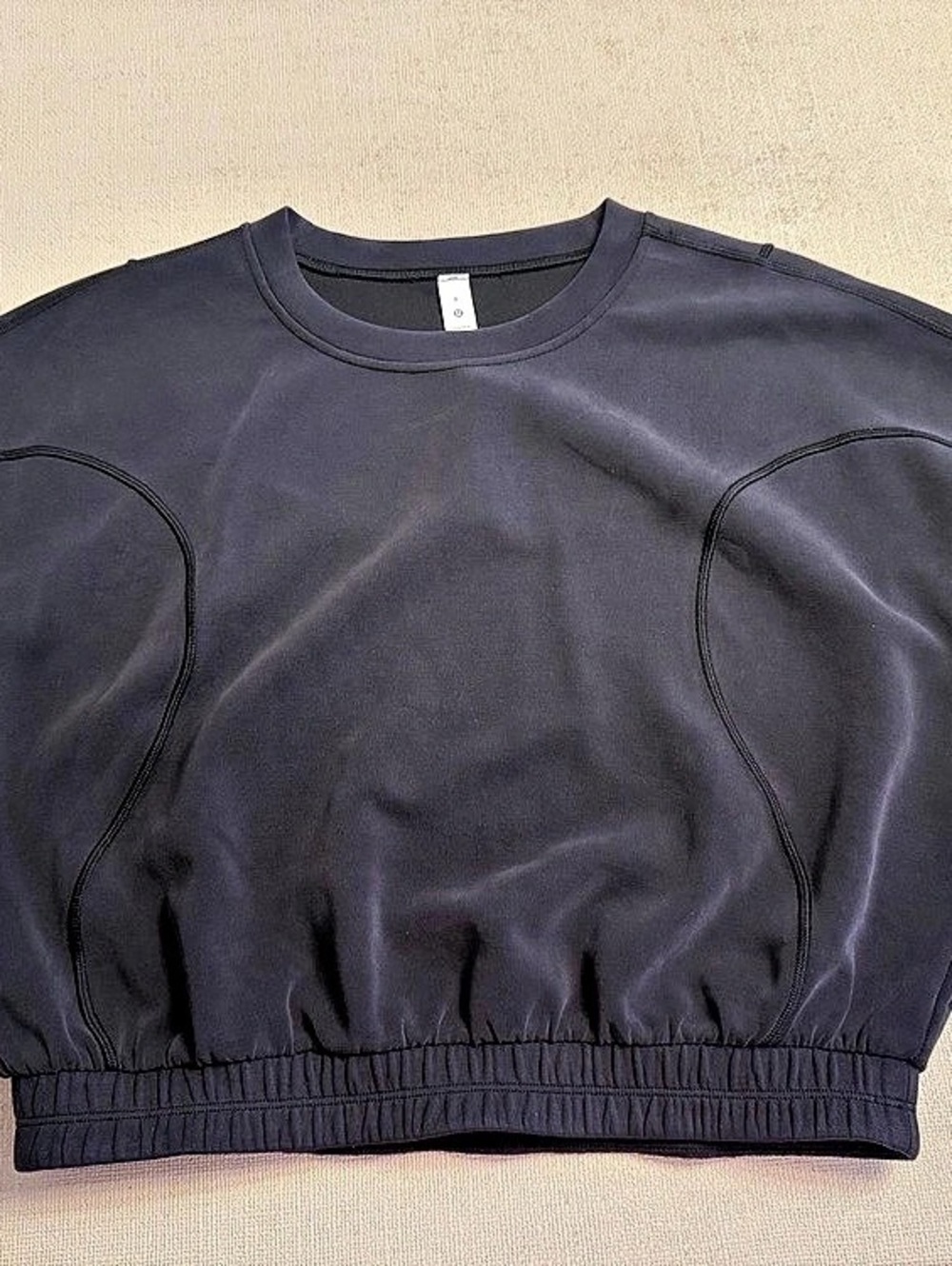 Lululemon Softstreme Gathered T-Shirt Black Cropped Short Sleeve Top